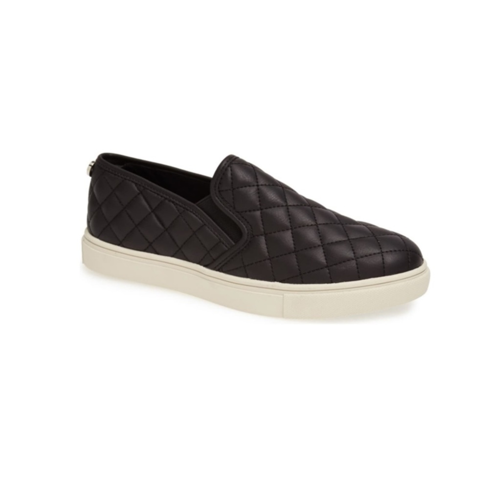 Black sewed slide on shoes